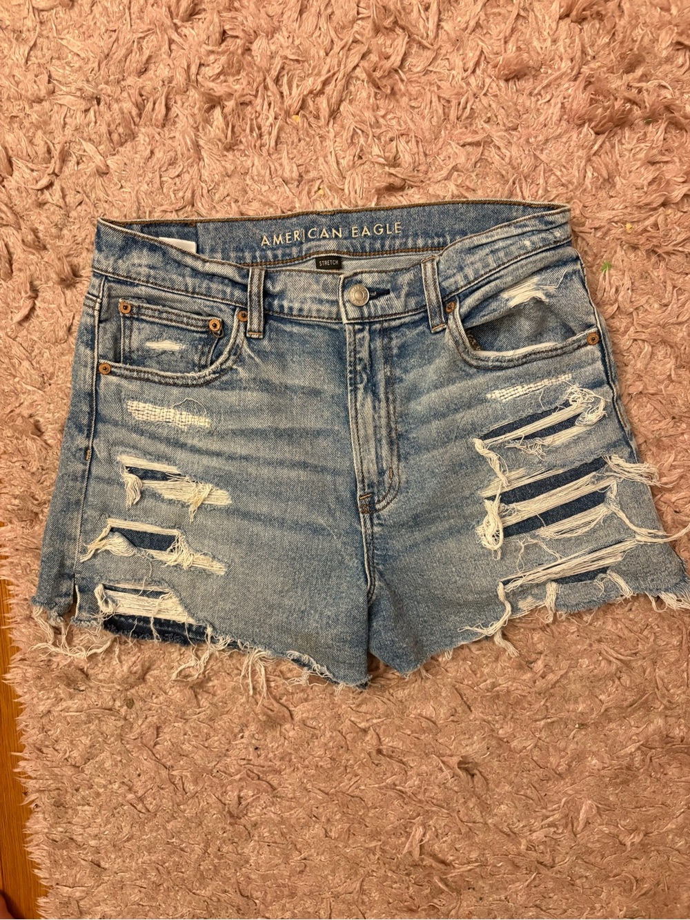 American Eagle Outfitters Light Blue Distressed Denim Cutoff Shorts